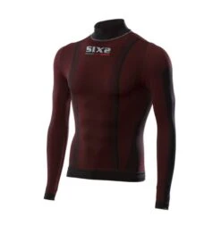 SIXS Maglia Intima A Collo Alto Lupetto Carbon Rosso Scuro